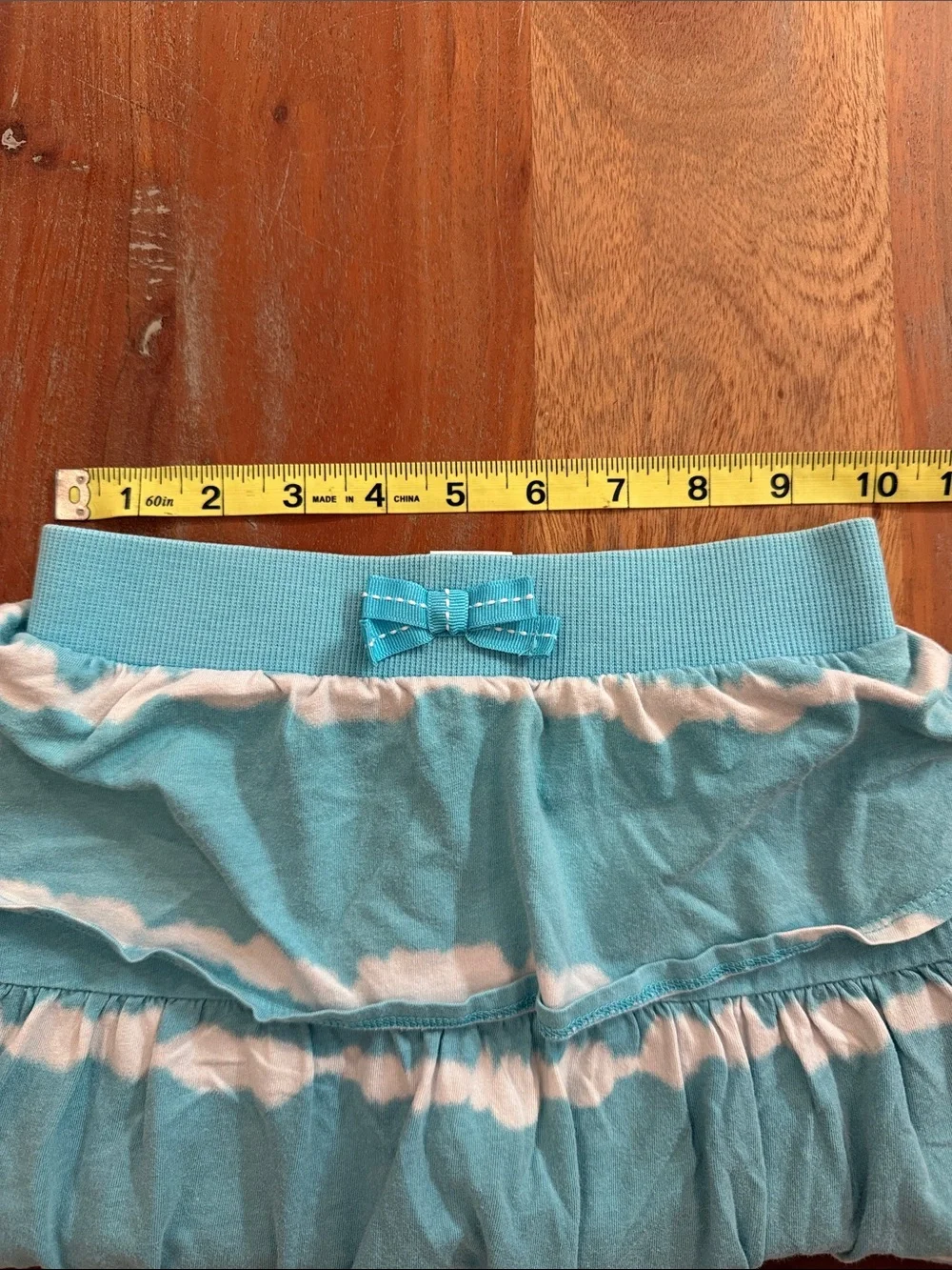Gymboree Girls' Light Blue Tie-Dye Tiered Skort with Bow size 5